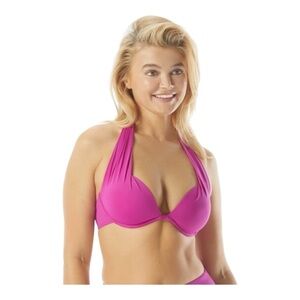 Coco Contours Cameo Halter Bra Sized Underwire Push Up Bikini Top in Orchid NWT